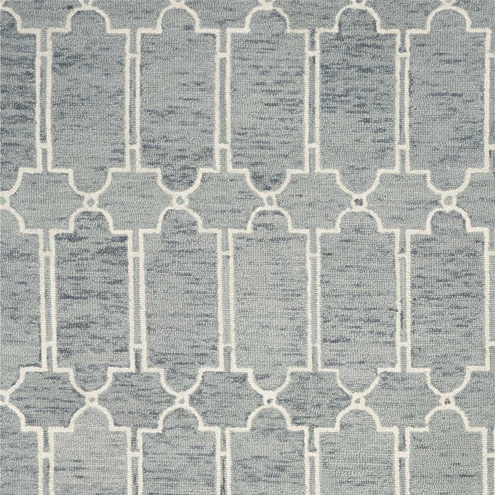 5' X 7' Slate Blue And Ivory Wool Geometric Hand Tufted Area Rug