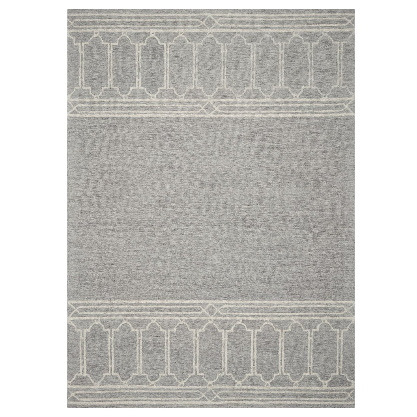 2' X 4' Gray Wool Ogee Hand Tufted Area Rug