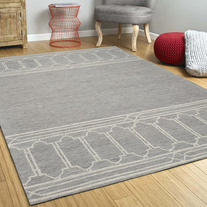 9' X 12' Grey Hand Tufted Geometric Indoor Area Rug