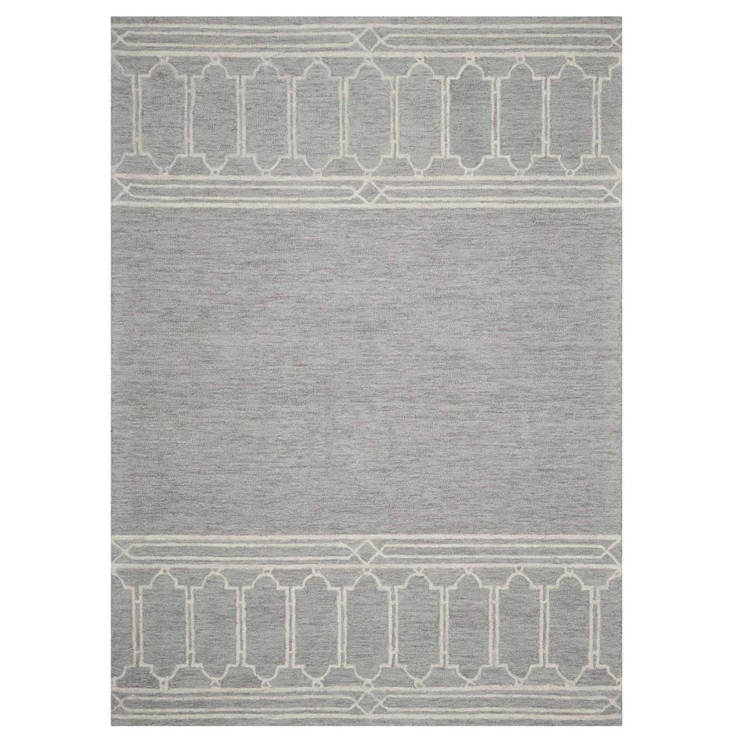 2' X 4' Gray Wool Ogee Hand Tufted Area Rug