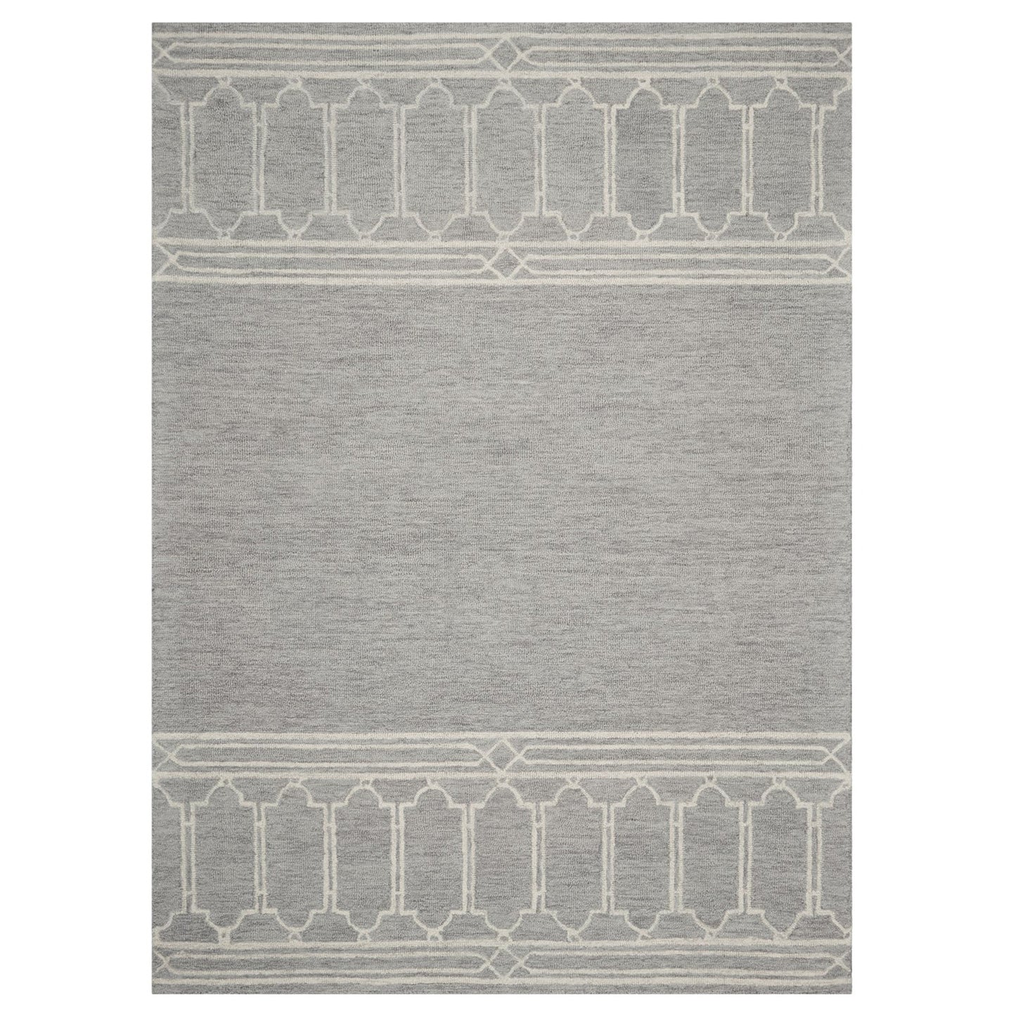 9' X 12' Grey Hand Tufted Geometric Indoor Area Rug