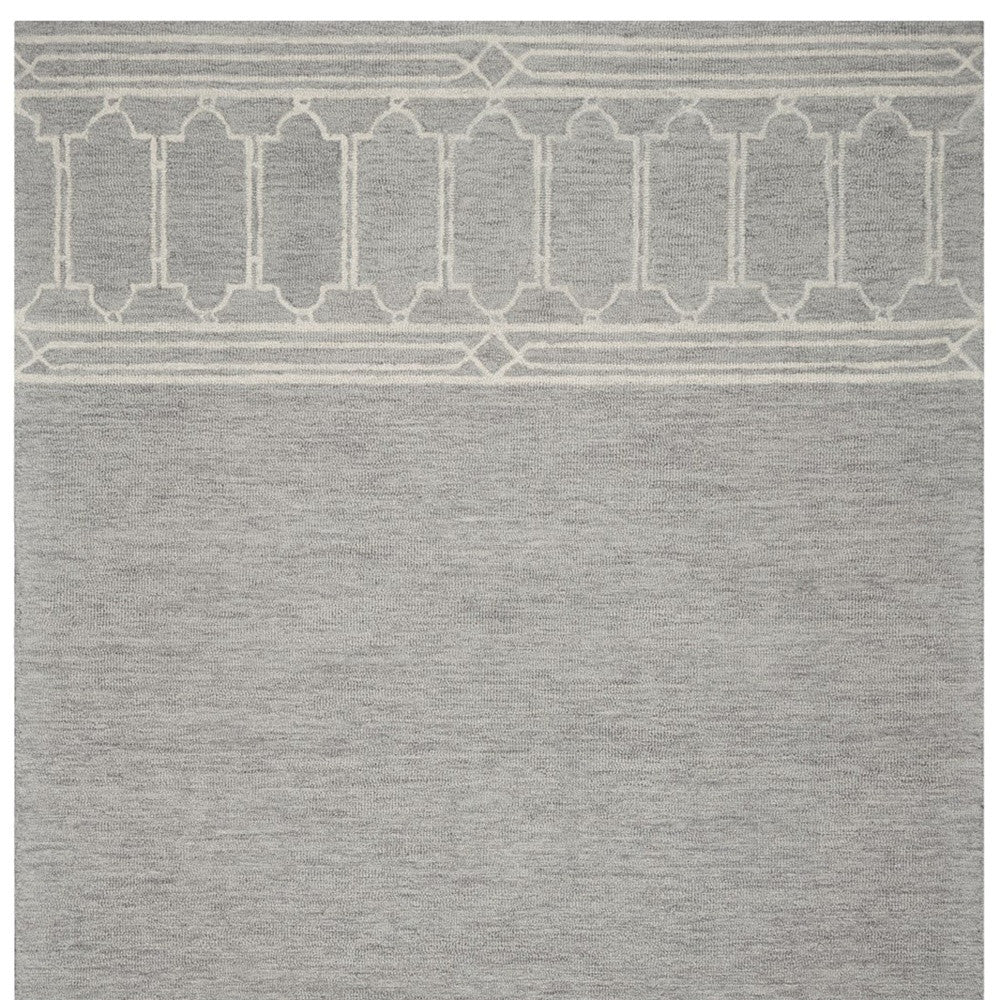 2' X 4' Gray Wool Ogee Hand Tufted Area Rug