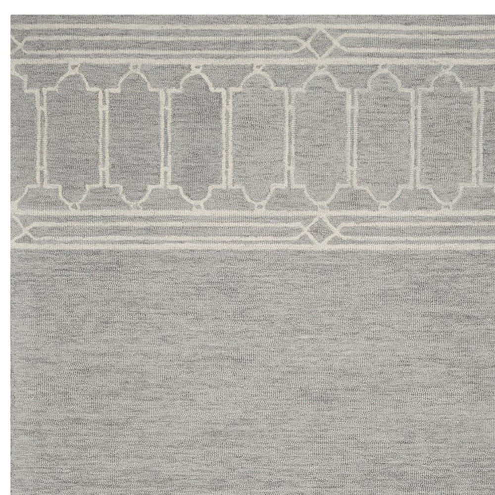 2' X 4' Gray Wool Ogee Hand Tufted Area Rug