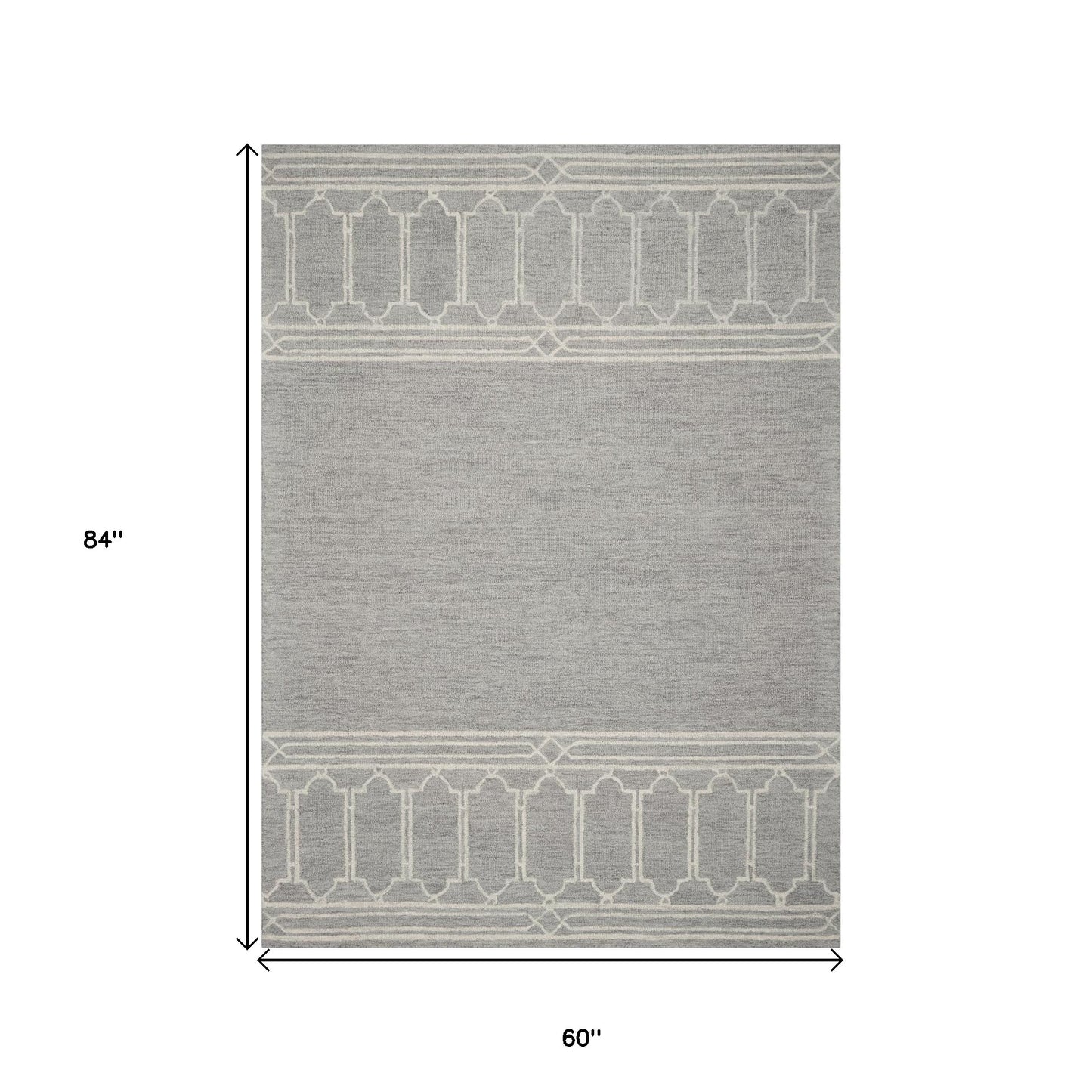 2' X 4' Gray Wool Ogee Hand Tufted Area Rug