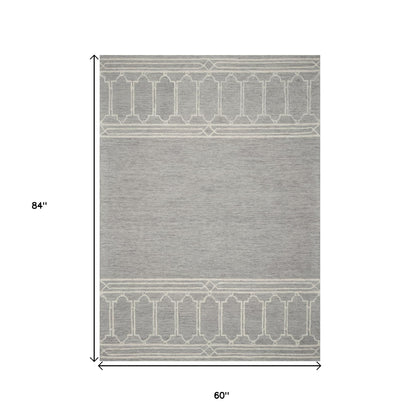 9' X 12' Grey Hand Tufted Geometric Indoor Area Rug
