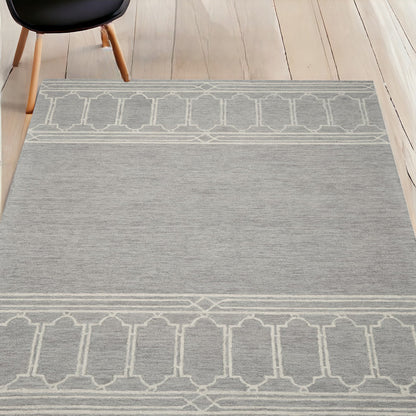 9' X 12' Grey Hand Tufted Geometric Indoor Area Rug