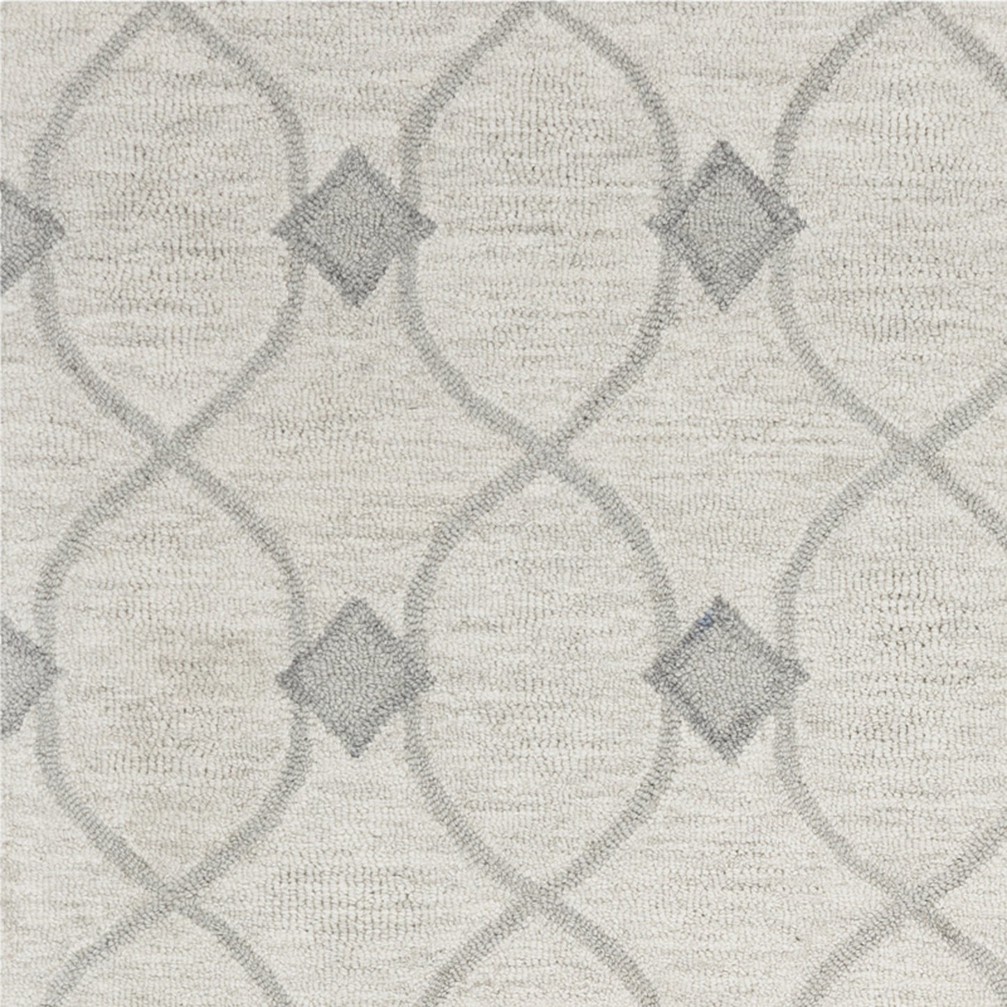 5' X 7' Ivory Hand Tufted Wool Ogee Indoor Area Rug