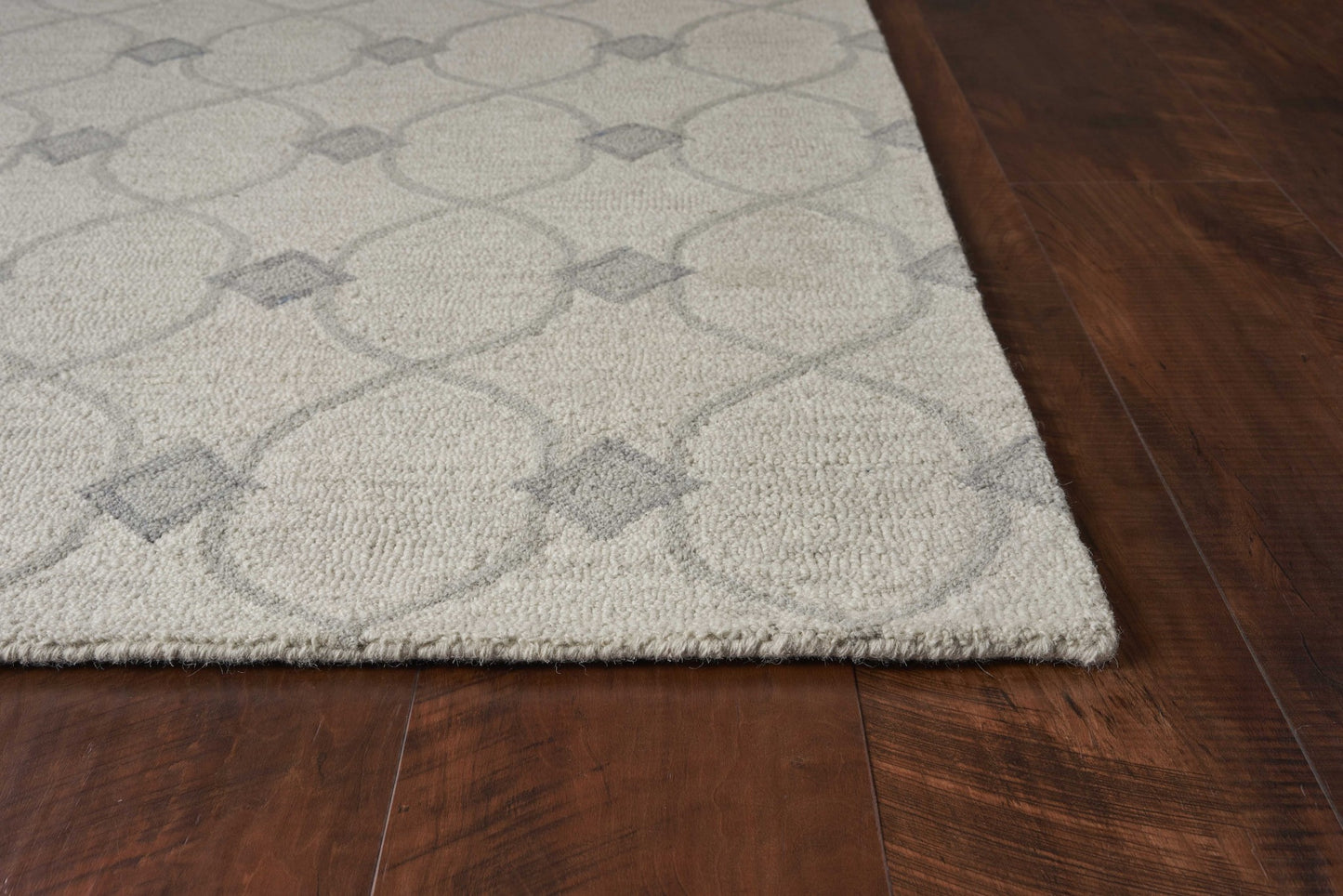 5' X 7' Ivory Hand Tufted Wool Ogee Indoor Area Rug