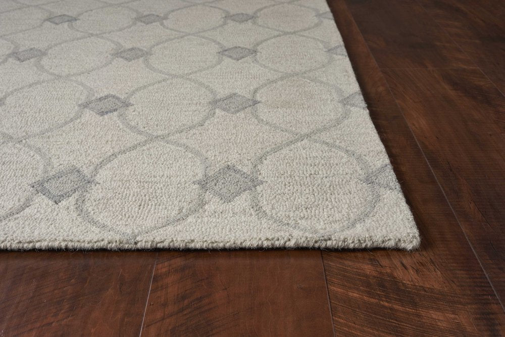 2' X 4' Ivory And Gray Wool Ogee Hand Tufted Area Rug