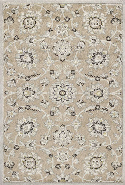 7' X 10' Beige Floral Indoor Outdoor Area Rug