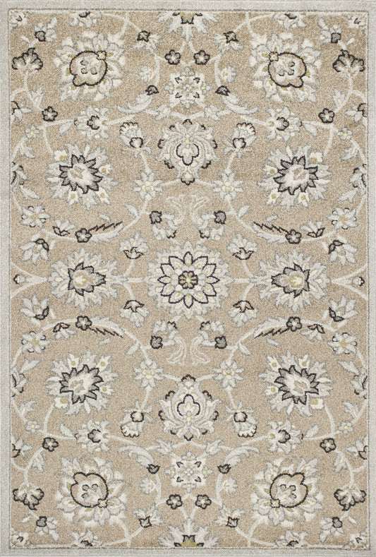 7' X 10' Gray And Ivory Floral Indoor Outdoor Area Rug
