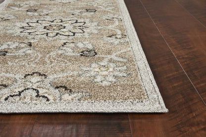 7' X 10' Beige Floral Indoor Outdoor Area Rug