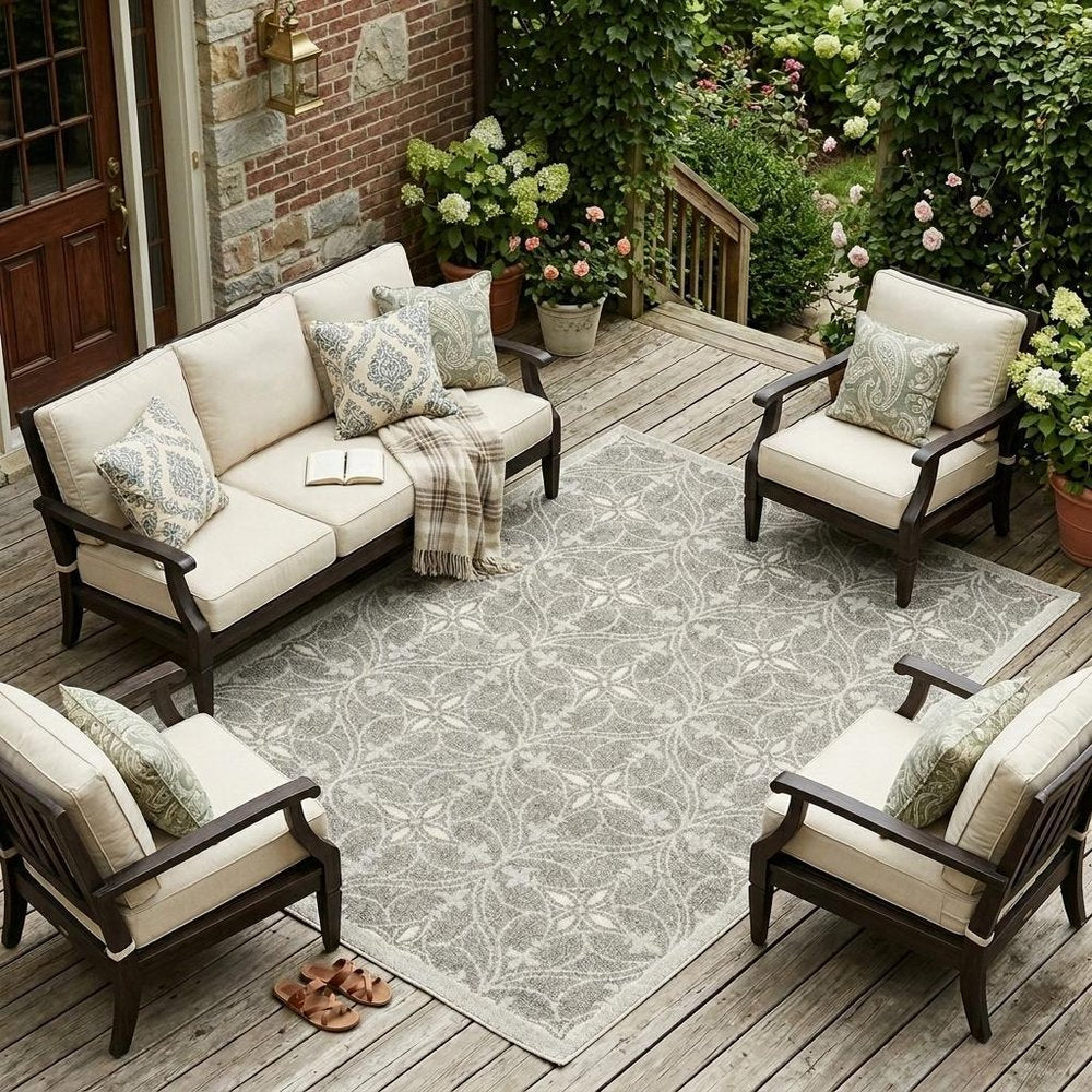 2' X 4' Gray Moroccan Indoor Outdoor Area Rug