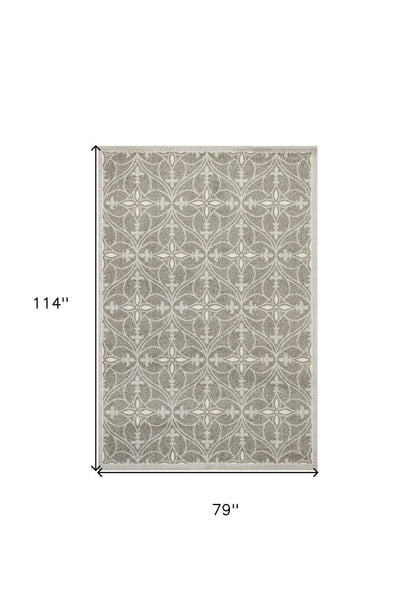 7' X 10' Gray Moroccan Indoor Outdoor Area Rug
