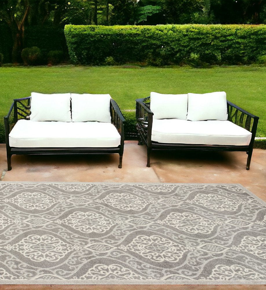 3' X 5' Silver Moroccan Indoor Outdoor Area Rug