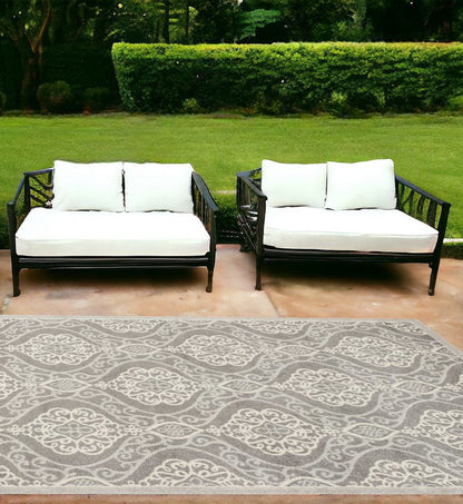 2' X 4' Silver Moroccan Indoor Outdoor Area Rug