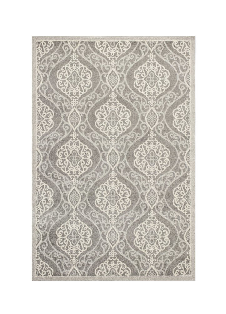 2' X 4' Silver Moroccan Indoor Outdoor Area Rug