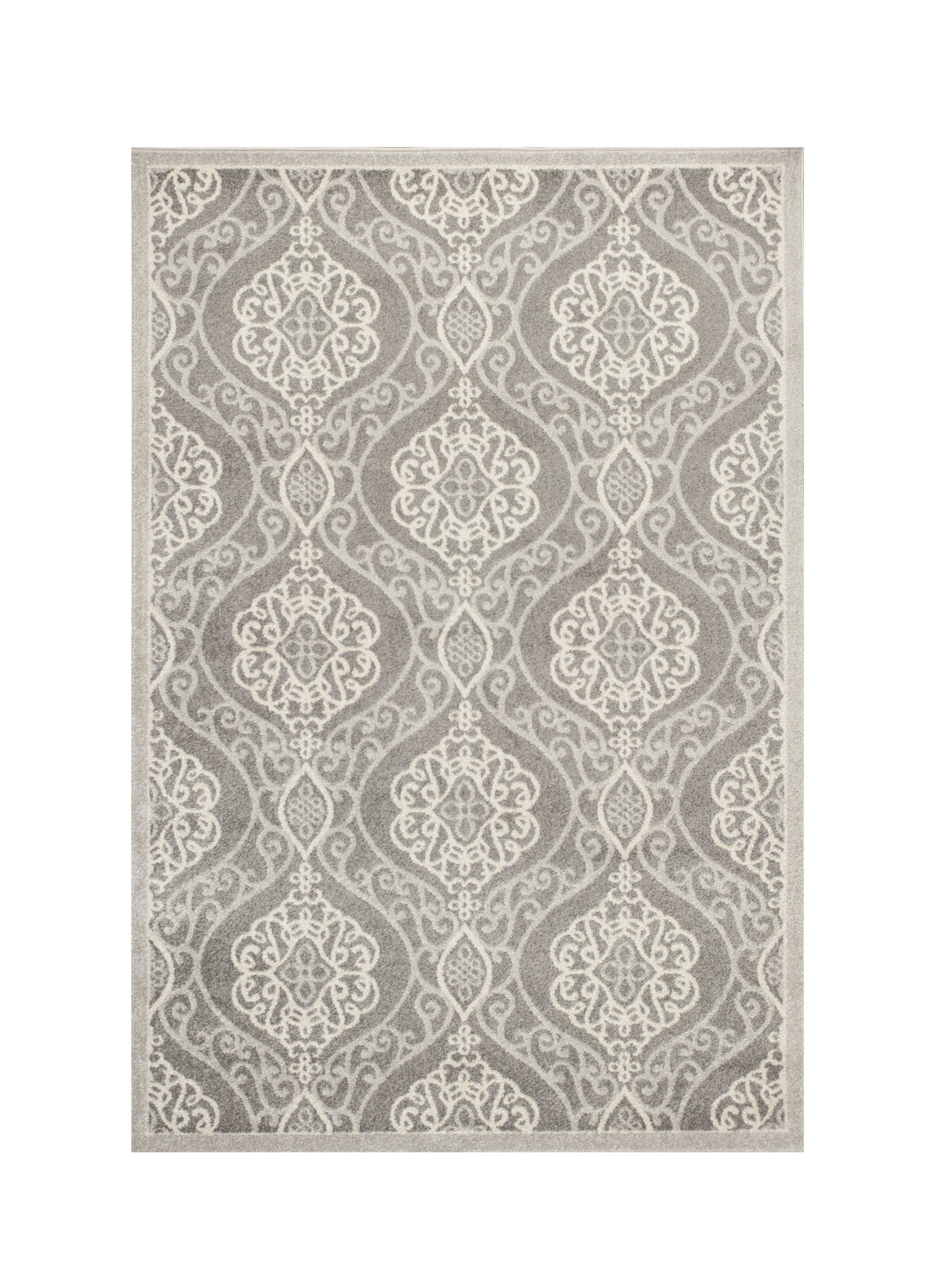 2' X 4' Silver Moroccan Indoor Outdoor Area Rug