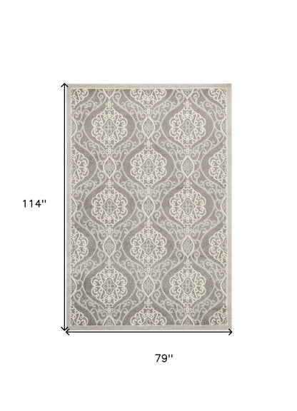 2' X 4' Silver Moroccan Indoor Outdoor Area Rug