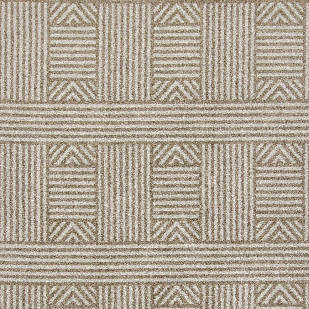 3' X 5' Beige and Ivory Geometric Indoor Outdoor Area Rug