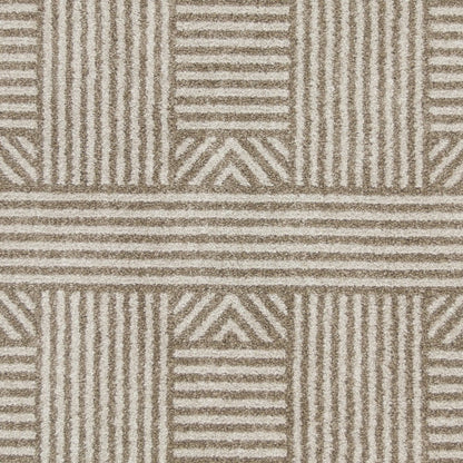 7' X 9' Beige And Ivory Geometric Indoor Outdoor Area Rug