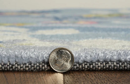 7' Blue and Gray Coral Hand Tufted Runner Rug