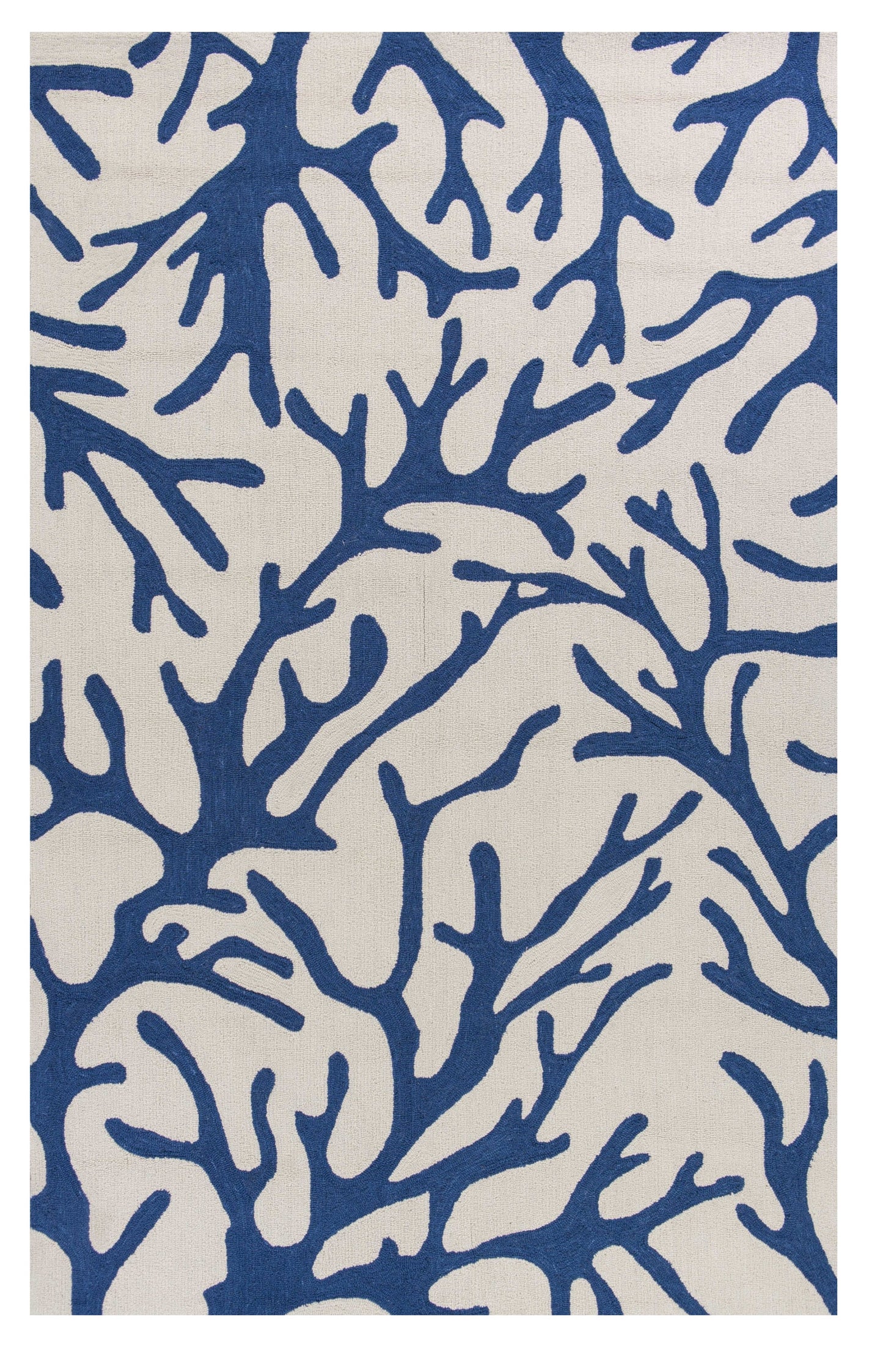 7' Round Ivory Or Blue Corals Indoor Area Rug