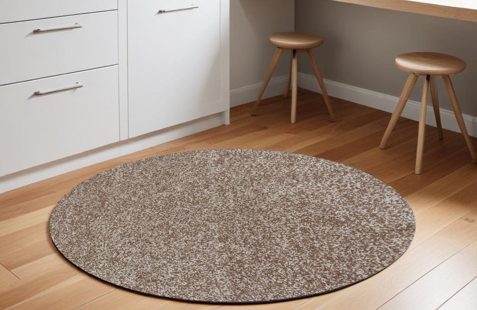 6' Round Beige Heather Plain Indoor Area Rug