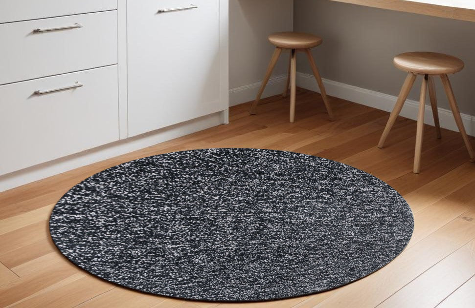 8' X 10' Polyester Black Heather Area Rug