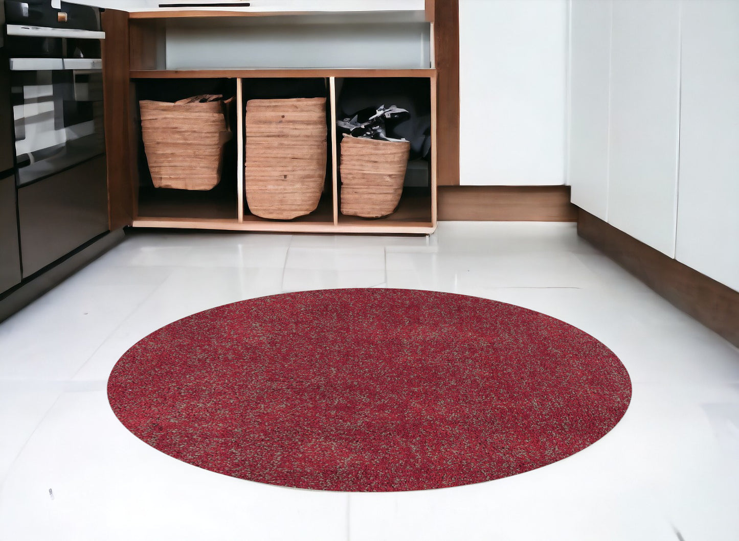 3' X 5' Red Heather Plain Area Rug