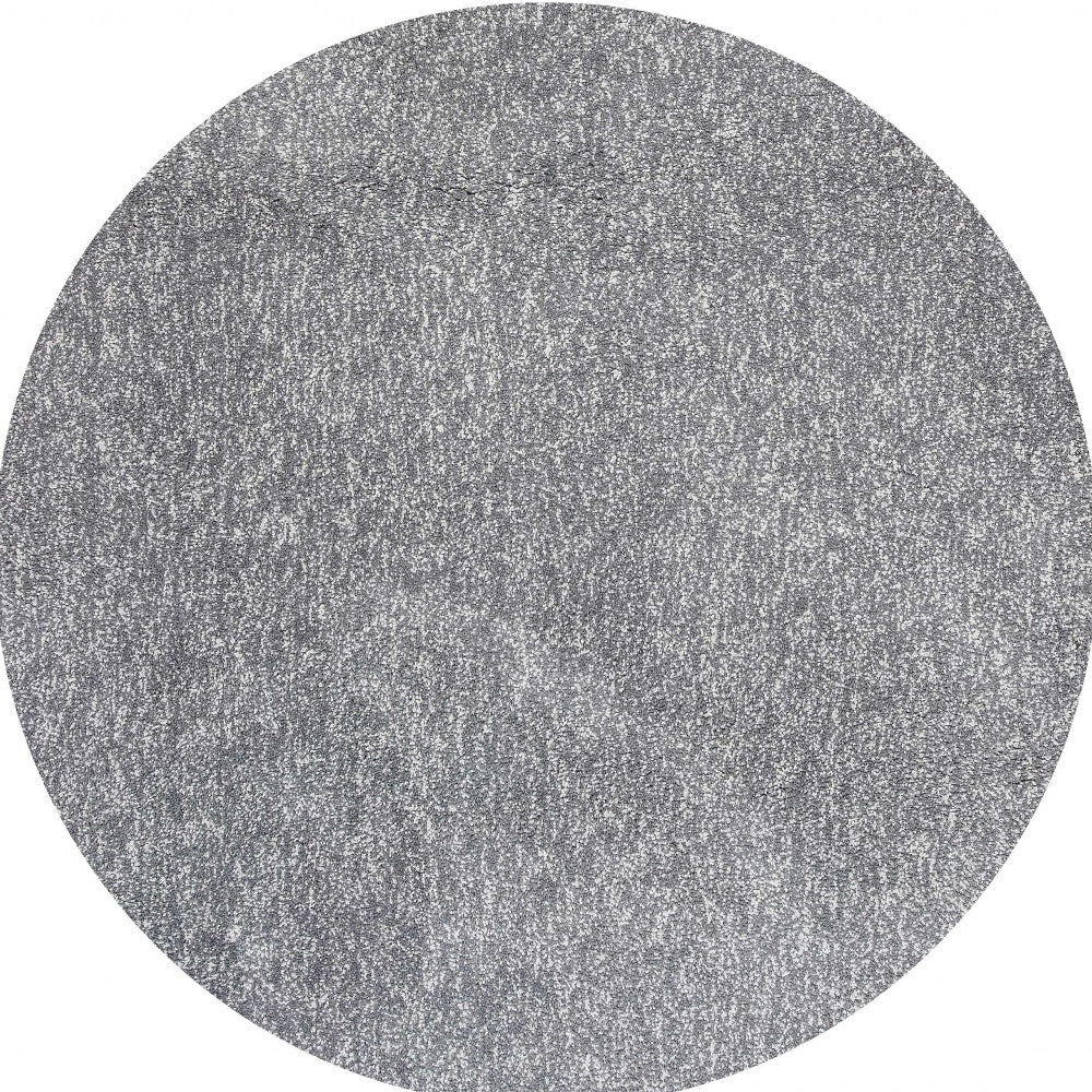 8' Gray Round Hand Woven Area Rug