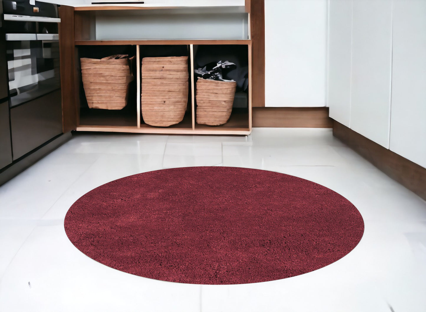 9' X 13' Polyester Red Area Rug