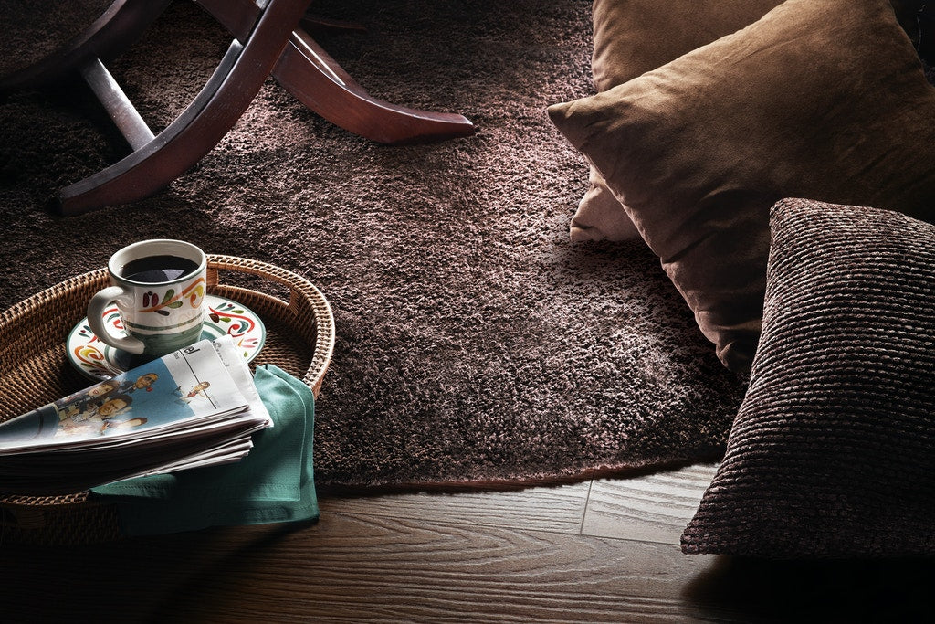 8' Espresso Brown Round Indoor Shag Rug