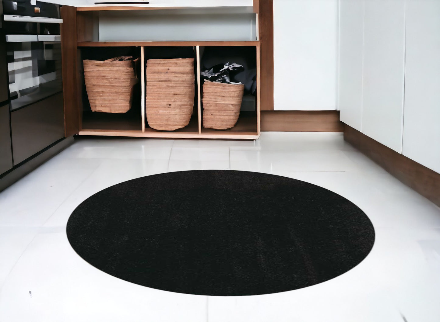 8' Espresso Brown Round Indoor Shag Rug