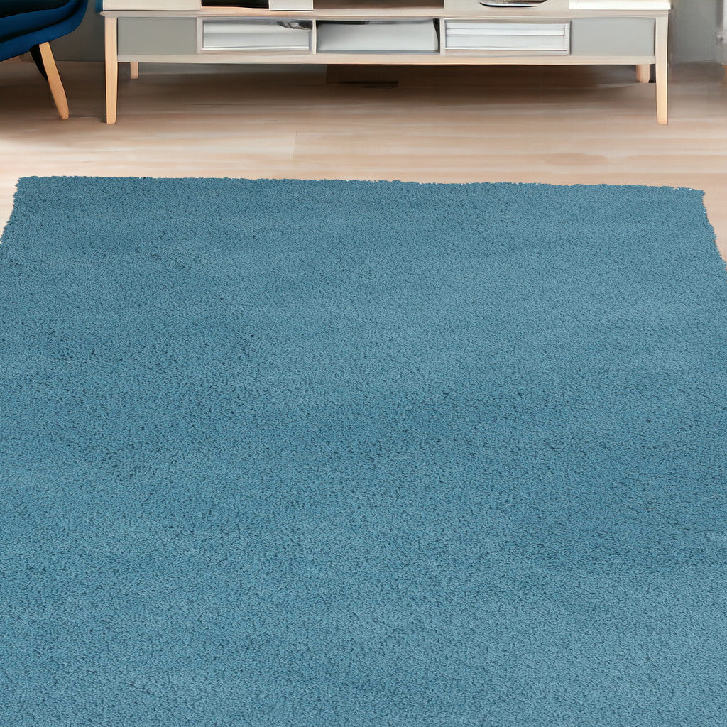 8' Highlighter Blue Indoor Shag Runner Rug