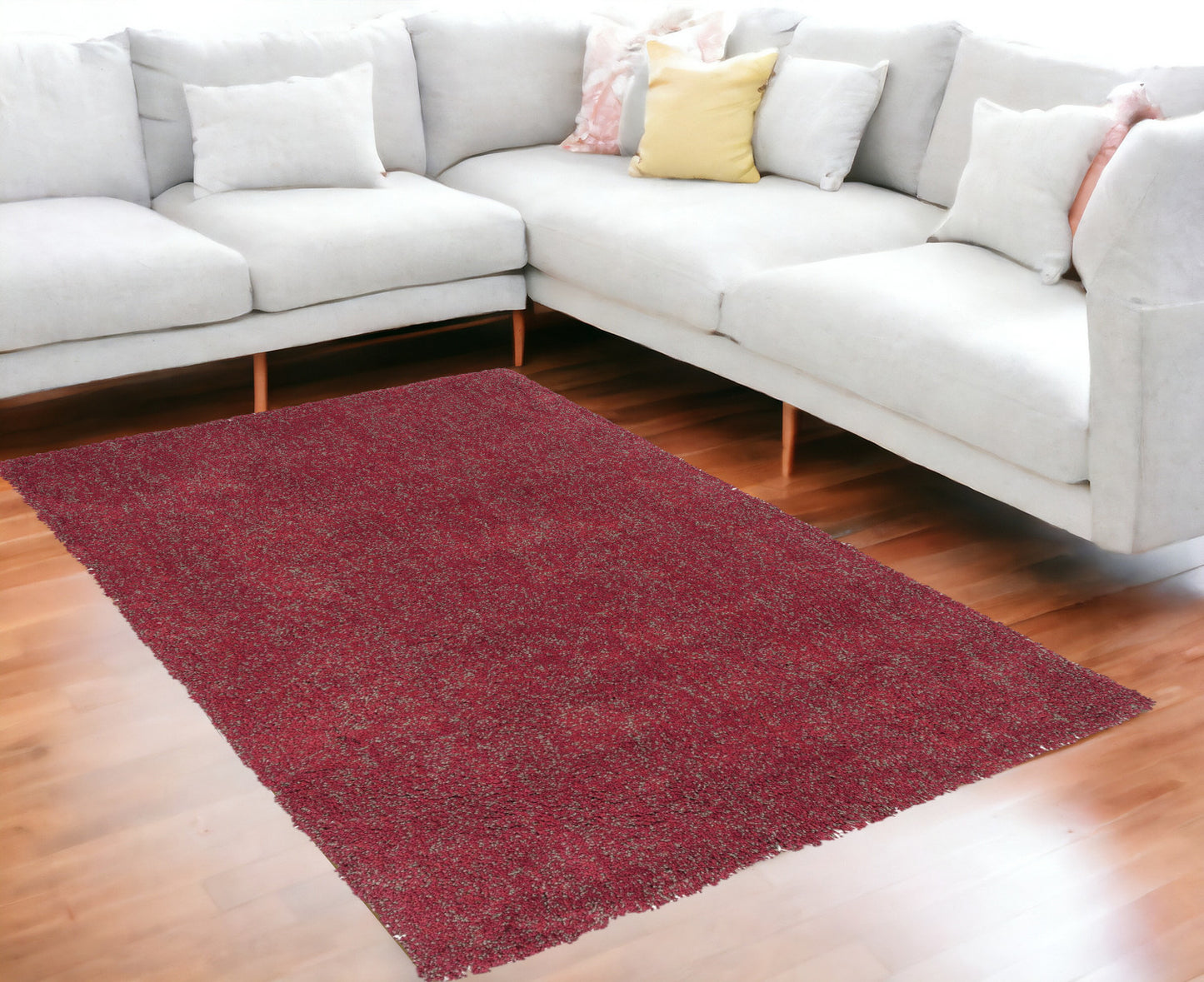 3' X 5' Red Heather Plain Area Rug