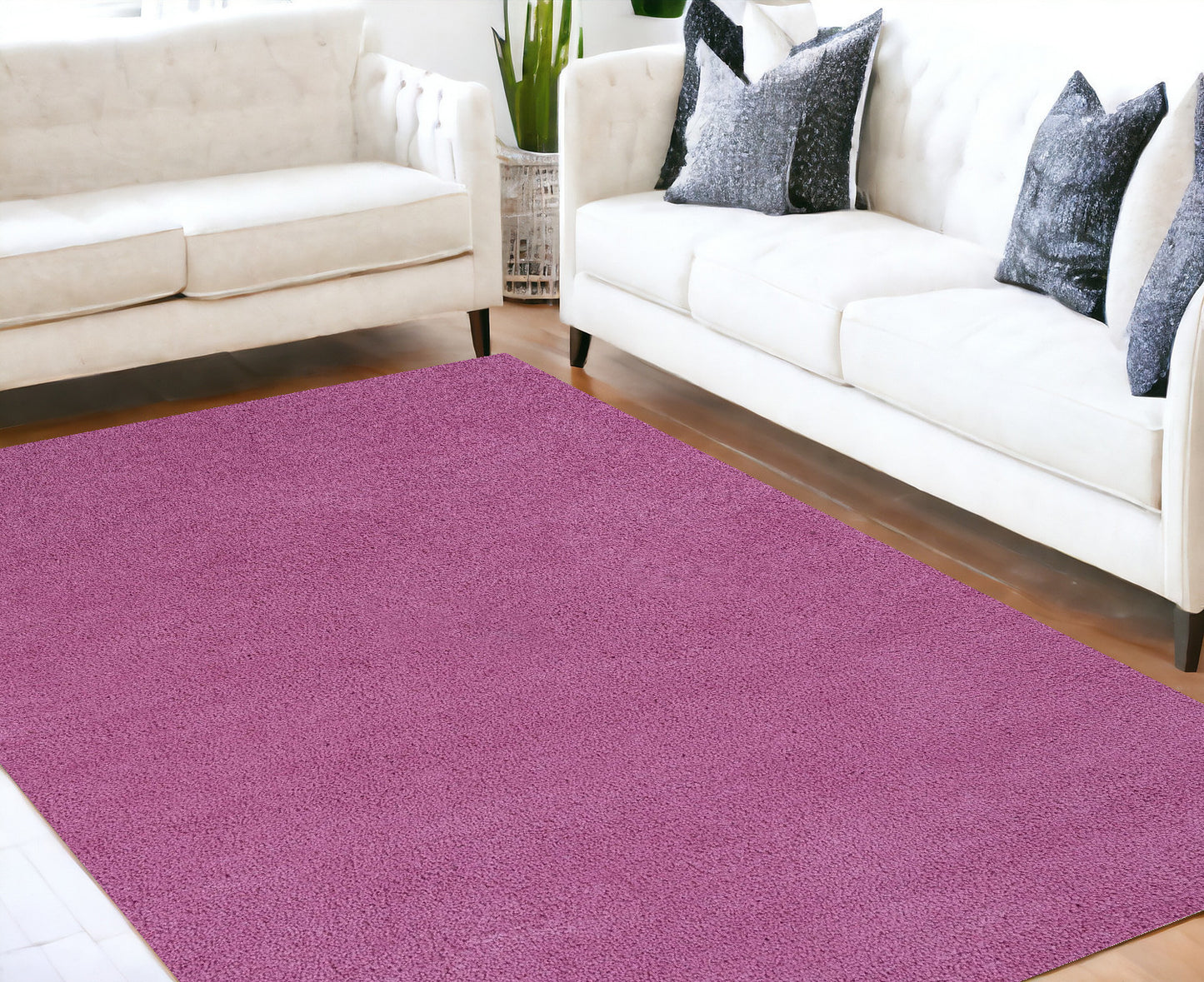 9' X 13' Polyester Hot Pink Area Rug