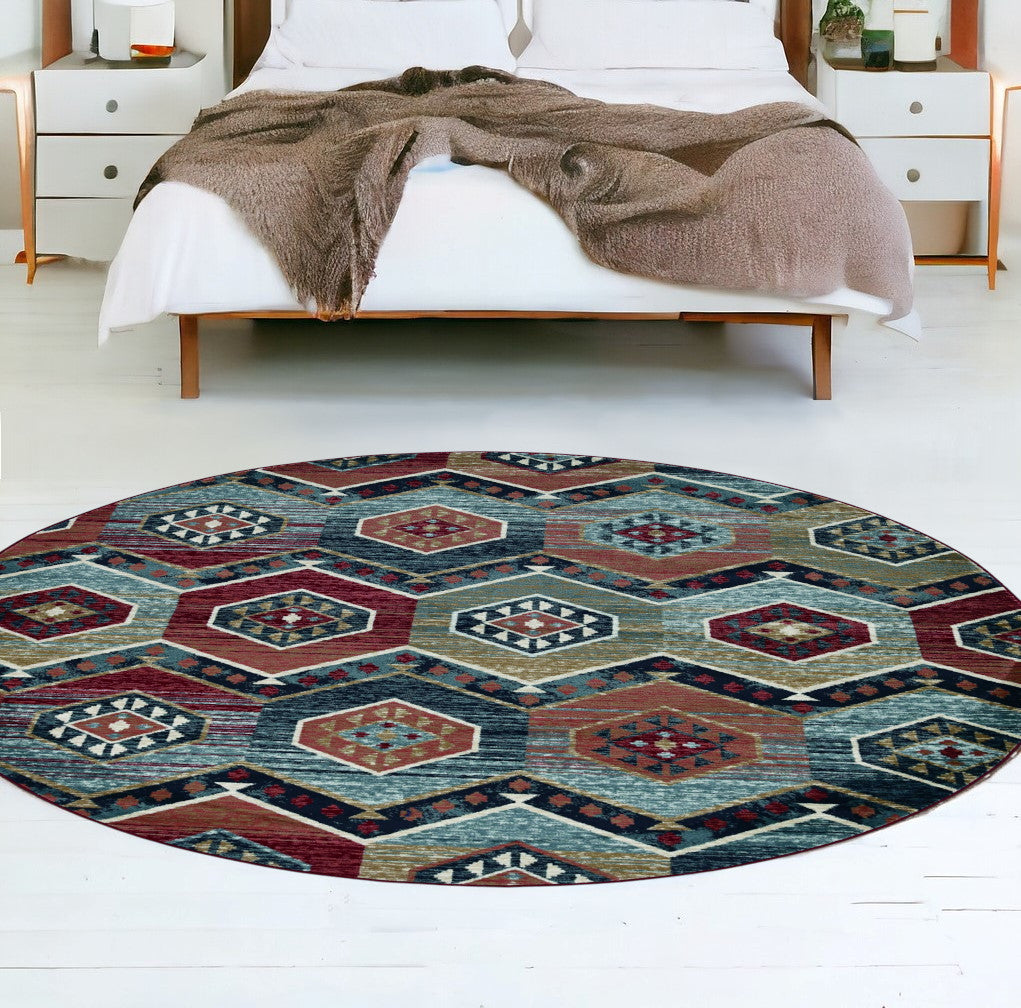 5' X 8' Red Aztec Diamond Area Rug