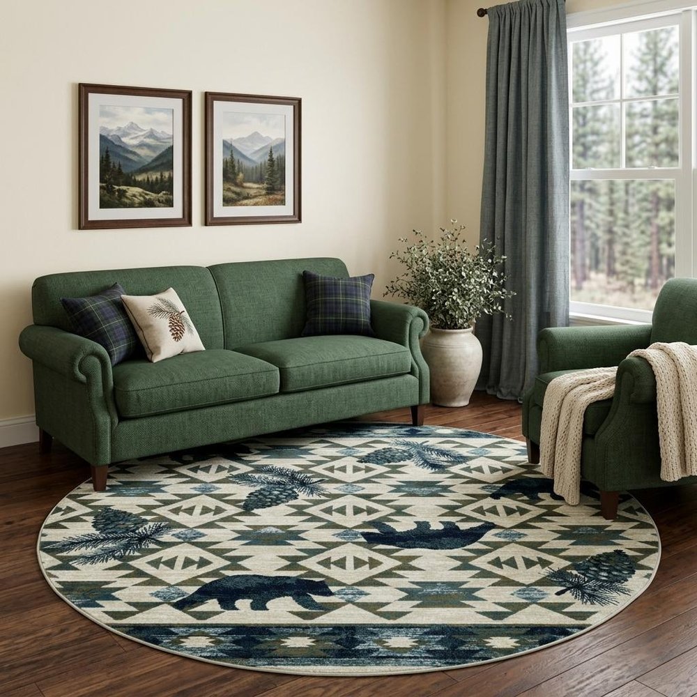 3' X 5' Ivory And Gray Woodland Lodge Area Rug