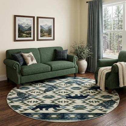 3' X 5' Ivory And Gray Woodland Lodge Area Rug