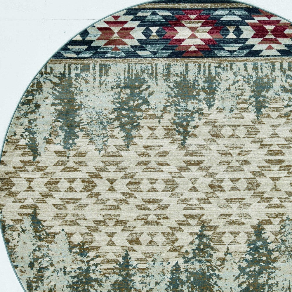 3' X 5' Ivory Southwestern Area Rug