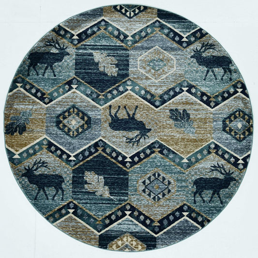 3' X 5' Charcoal Gray And Tan Woodland Lodge Area Rug