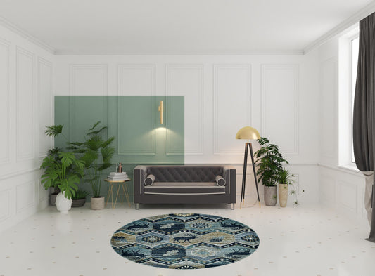 5' X 8' Seafoam Machine Woven Geometric Lodge Indoor Area Rug