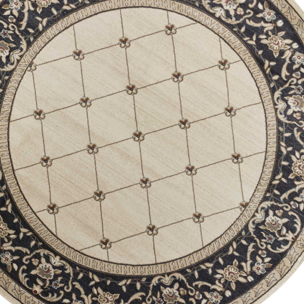 8' X 10' Ivory Grey Floral Indoor Area Rug