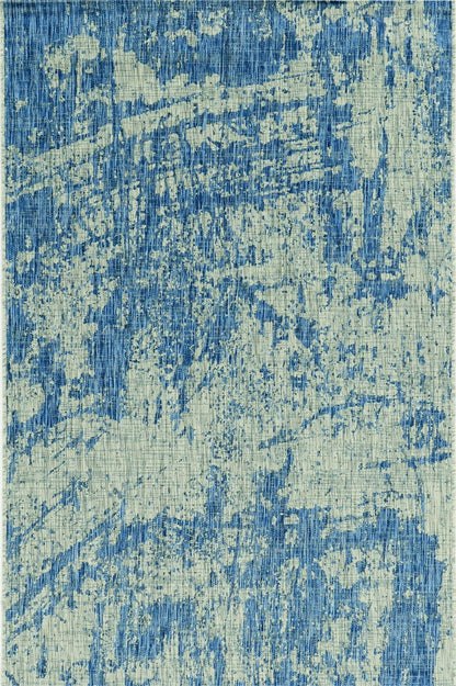 8' X 11' Green And Denim Blue Abstract Area Rug