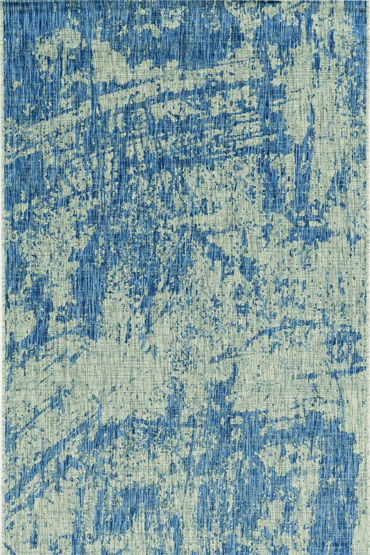 8' X 11' Green And Denim Blue Abstract Area Rug