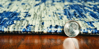 8' X 11' Green And Denim Blue Abstract Area Rug