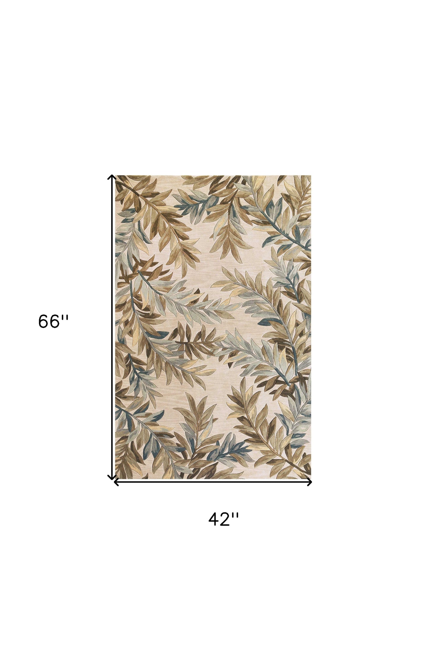 5' X 8' Ivory Hand Tufted Pinnate Fronds Indoor Area Rug