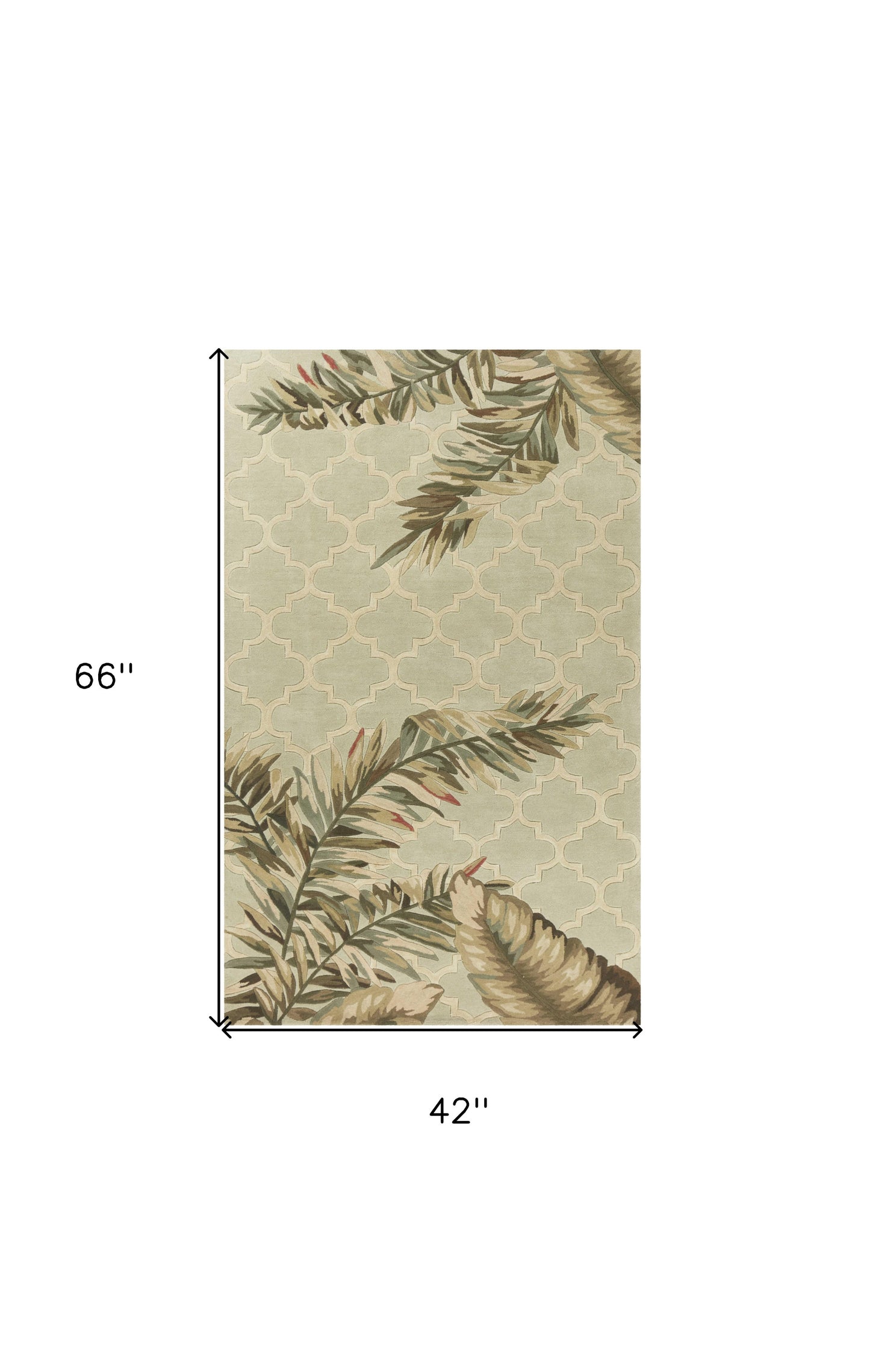 9' X 12' Sage Green Hand Tufted Tropical Quatrefoil Indoor Area Rug