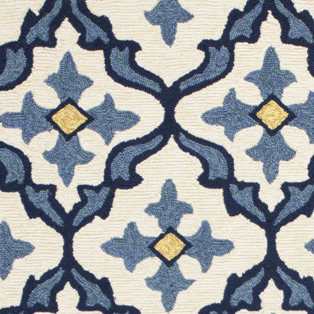 5' X 8' Ivory And Blue Moroccan Indoor Outdoor Area Rug